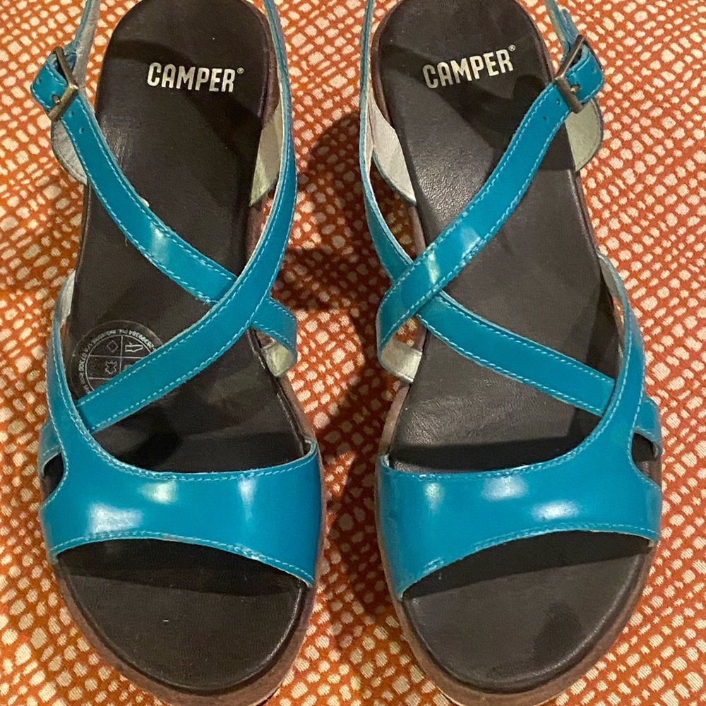 Camper Women's Bright Blue Crisscross Sandals